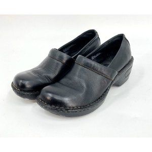 Born Crown Clogs Womens Black Size 9.5 Leather Slip On Casual Comfort Shoes